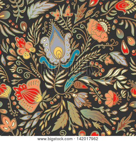 stock vector seamless floral pattern for printing on paper fabric. Indian arabic russian or orient ornament