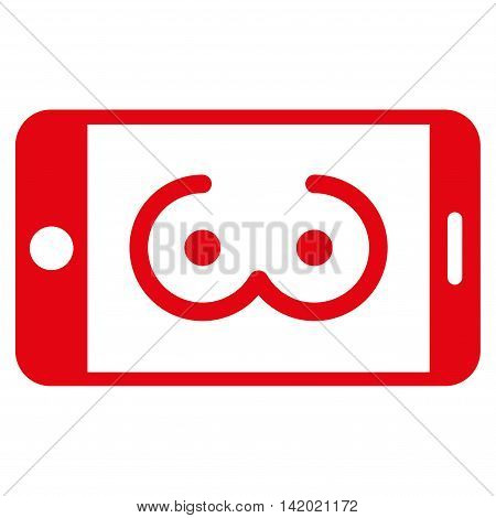 Mobile Female Erotics vector icon. Style is flat symbol, red color, rounded angles, white background.