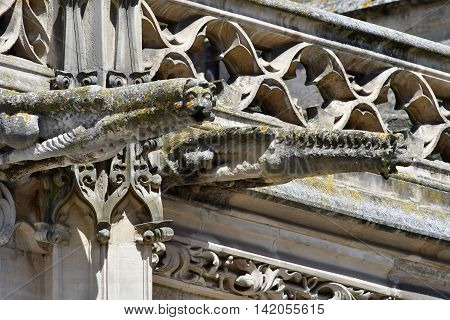 Poissy France - august 6 2016 : the historical collegiate church where the king Saint Louis was baptised