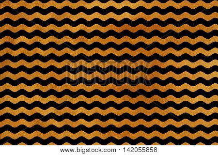 Golden Wavy Striped Background.