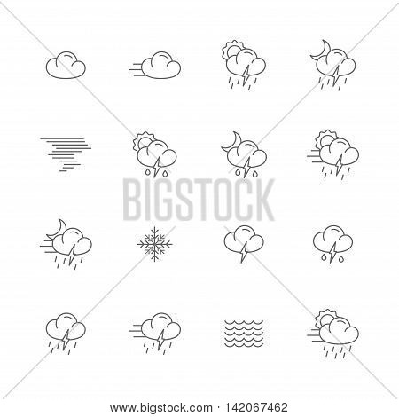 weather gray line icons meteo icons line
