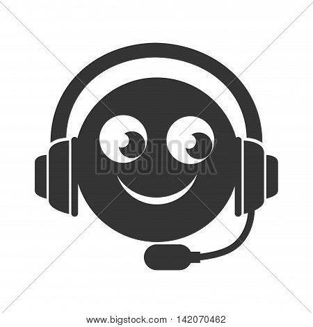 headset smiling face hapiness person call operator reception assistant support communication service vector graphic isolated and flat illustration