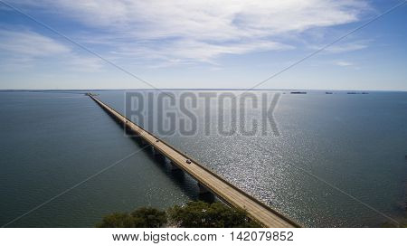 Aerial View Bridge Of Mato Grosso State Border With Sao Paulo State In Brazil. July, 2016
