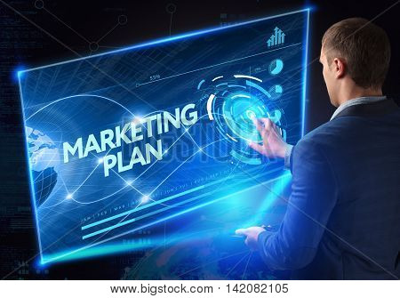 Business, Technology, Internet And Network Concept. Technology Future. Young Businessman, Working On