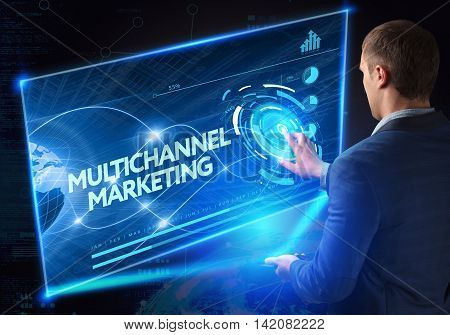 Business, Technology, Internet And Network Concept. Technology Future. Young Businessman, Working On