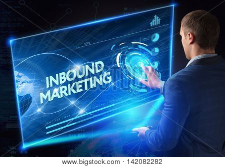 Business, Technology, Internet And Network Concept. Technology Future. Young Businessman, Working On