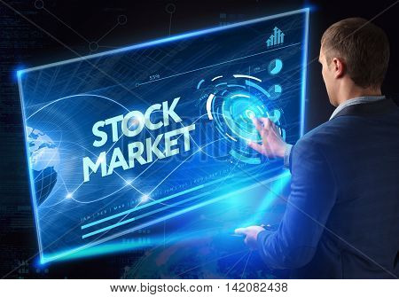 Business, Technology, Internet And Network Concept. Technology Future. Young Businessman, Working On