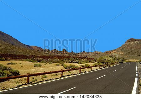 Mountain road TF-21 up to Mount Teide in Tenerife