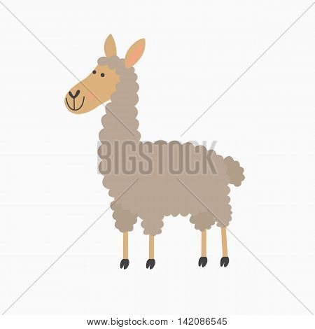 Illustration of cute lama isolated on white background