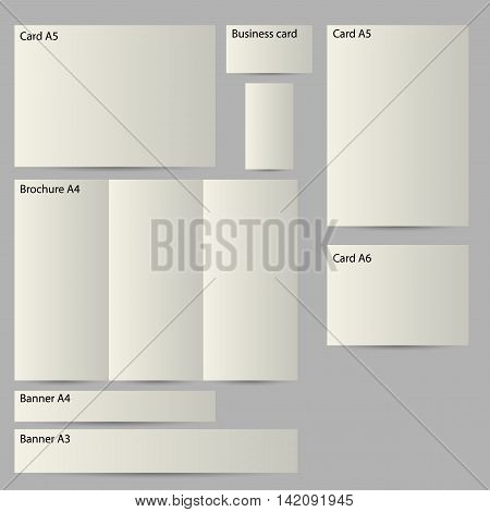 realistic 3d paper templates fof cards brochures buisness cards