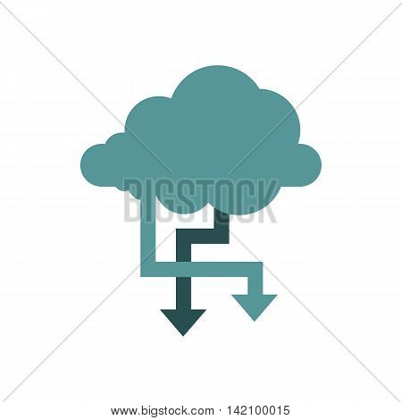 Storing files in cloud icon in flat style isolated on white background. Online symbol