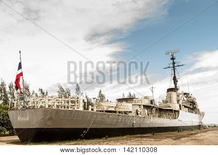 Rayong, Thailand - August 06 2016: Prasae Frigate 412 Of Royal Thai Navy Shown As For Tourists At Rayong Province Thailand.