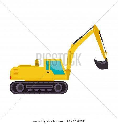 excavator truck tractor machinery insdustry construction scoop excavation machine vector graphic isolated illustration