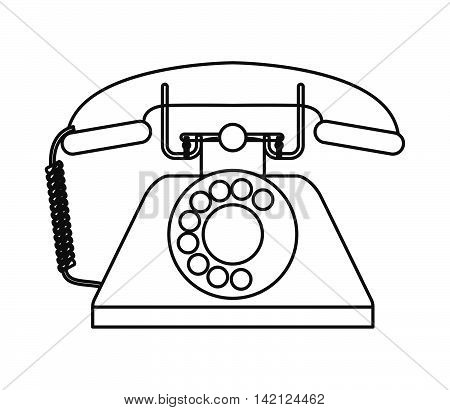 flat design retro rotary telephone icon vector illustration
