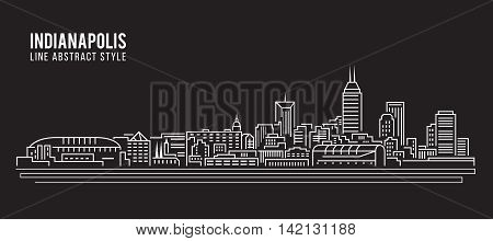Cityscape Building Line art Vector Illustration design - Indianapolis city