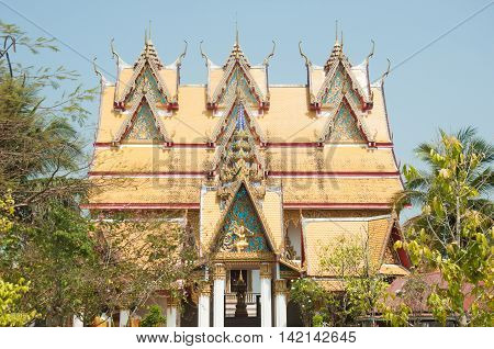 One of the impressive buildings of Wat Wang Wiwekaram in Sangkhla BuriThailand