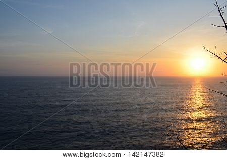 Sunset on the island of Bali in Indonesia