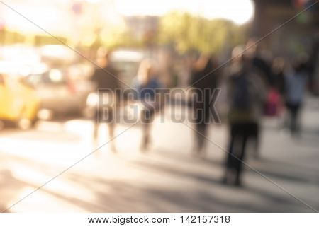 City commuters at sunset. Blurred background image for business, modile apps, and other uses.