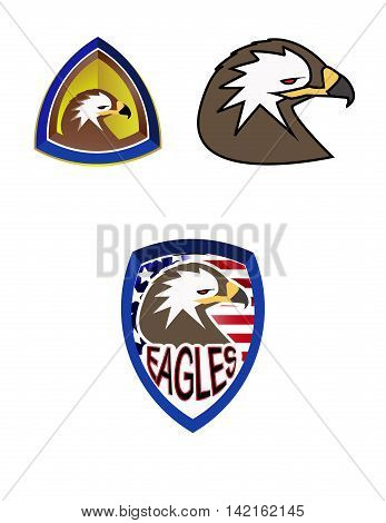Eagle Icons Set Isolated On White Background Vector Illustration