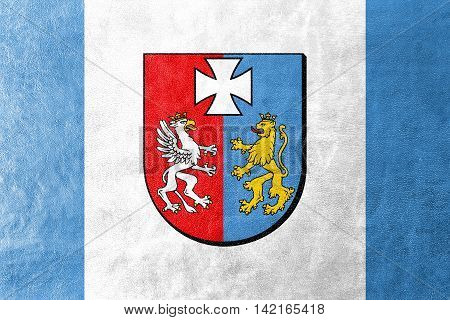 Flag Of Subcarpathian Voivodeship, Poland, Painted On Leather Texture
