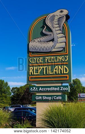 Allenwood PA - July 26 2016: Clyde Peeling's Reptiland is an enduring and unusual roadside attraction in north central Pennsylvania.