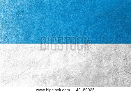 Flag Of Viljandi, Estonia, Painted On Leather Texture