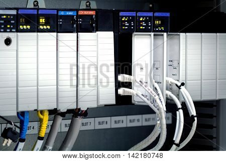 PLC programable logic controlerThis picture show hard wiring communication socket connection