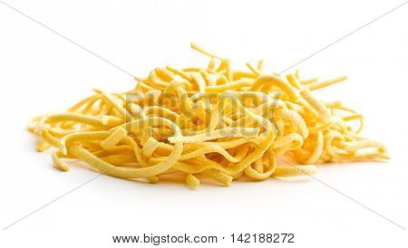 Tasty spaetzle pasta isolated on white background.