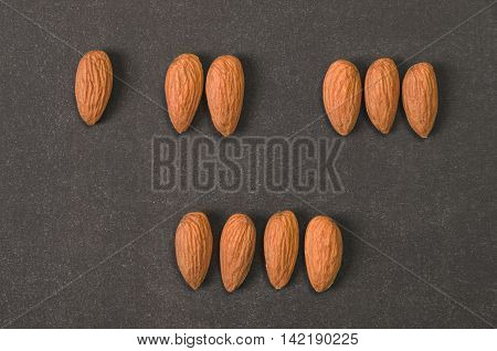 Ten Almonds on Blackboard to Use for Counting