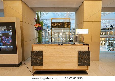 HONG KONG - CIRCA JANUARY, 2016: inside of The Landmark. The Landmark is an office and shopping development owned by Hongkong Land in Central, Hong Kong.