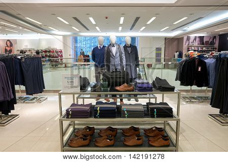 HONG KONG - CIRCA JANUARY, 2016: inside of a Marks and Spencer store in Hong Kong. Marks and Spencer plc is a major British multinational retailer headquartered in the City of Westminster, London.