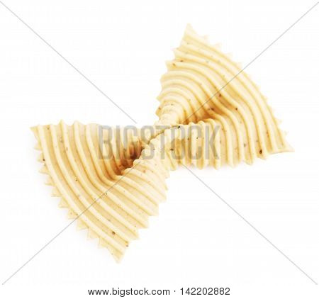 raw bow-knot pasta, isolated on white background