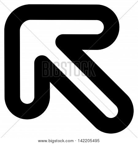 Left-Up Arrow vector icon. Style is contour flat icon symbol, black color, white background.
