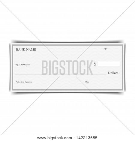 Blank of bank chek on a white background