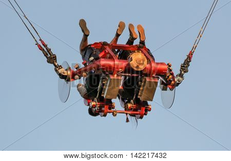 St. Petersburg, Russia - 24 May, People in the air upside down, 24 May, 2016.
Amusement park 