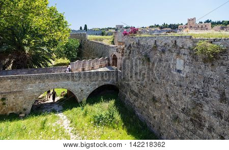 inner wall and fortress of Rhodes Greece