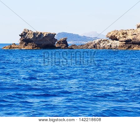 Beautiful view of the cliffs in the Mediterranean Sea, Greece, Corfu