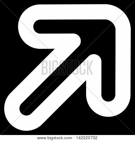 Right-Up Arrow vector icon. Style is stroke flat icon symbol, white color, black background.