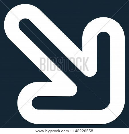 Right-Down Arrow vector icon. Style is stroke flat icon symbol, white color, dark blue background.
