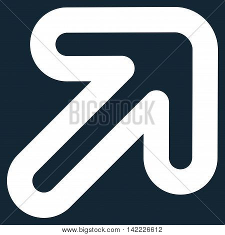 Right-Up Arrow vector icon. Style is stroke flat icon symbol, white color, dark blue background.