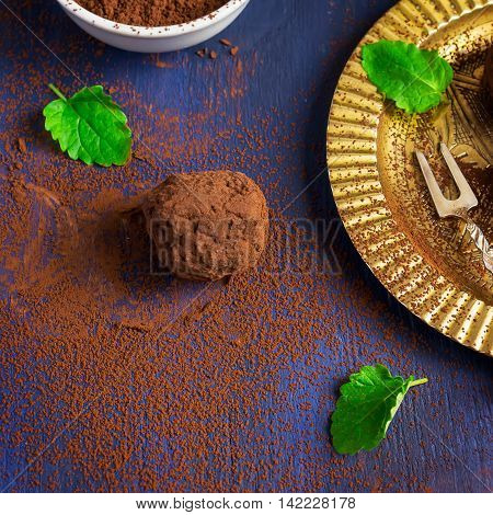 Turkish sweets cezerye on a blue background.