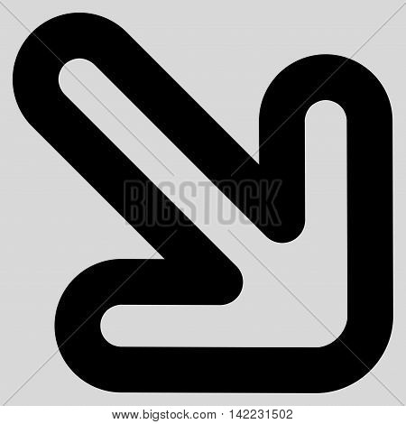 Right-Down Arrow vector icon. Style is stroke flat icon symbol, black color, light gray background.