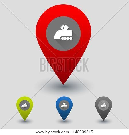 Colorful navigation signs with flat train icon vector
