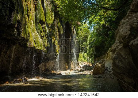 Waterfalls On The River Krikiliotis At Panta Vrexei In Evritania, Greece