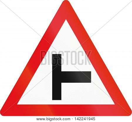 Road Sign Used In The African Country Of Botswana - Side Road Junction From The Right