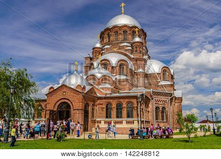 Island Sviyazhsk, Russia - June 12, 2016: joy of all who sorrow Cathedral on the island of Sviyazhsk.