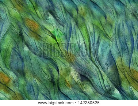 Hand-drawn watercolor seamless background. Abstract pattern looks like hair waves or threads. Texture for textiles packaging greeting cards scrapbooking.