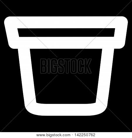 Pail vector icon. Style is stroke flat icon symbol, white color, black background.