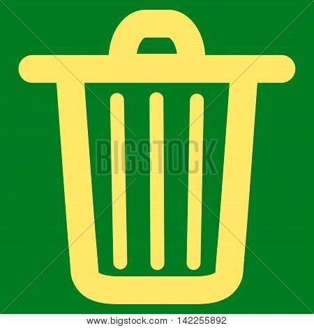 Trash Can vector icon. Style is stroke flat icon symbol, yellow color, green background.