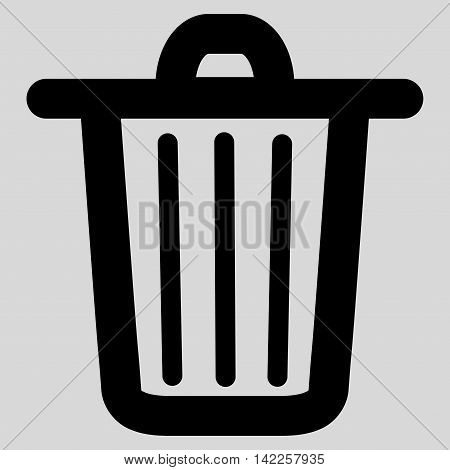Trash Can vector icon. Style is stroke flat icon symbol, black color, light gray background.